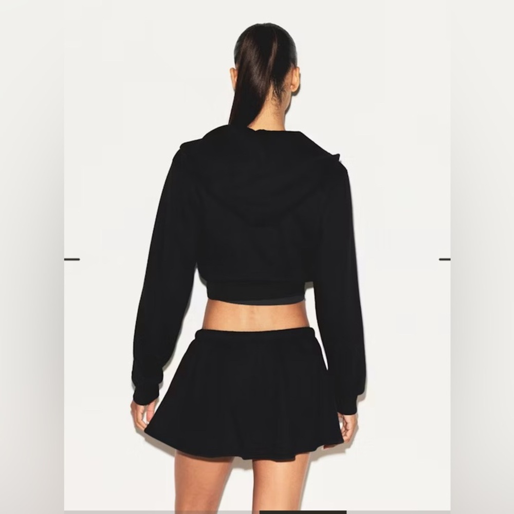 SKIMS Black Cotton Fleece Mini Skirt Onyx Small BNWT - Picture 4 of 11